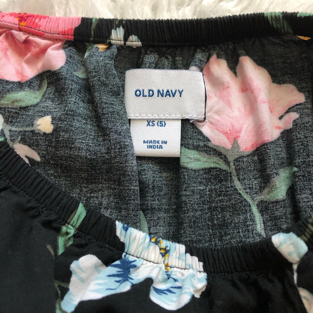 Old Navy Girls Pink Black Floral Romper Size XS 5 - Picture 3 of 4